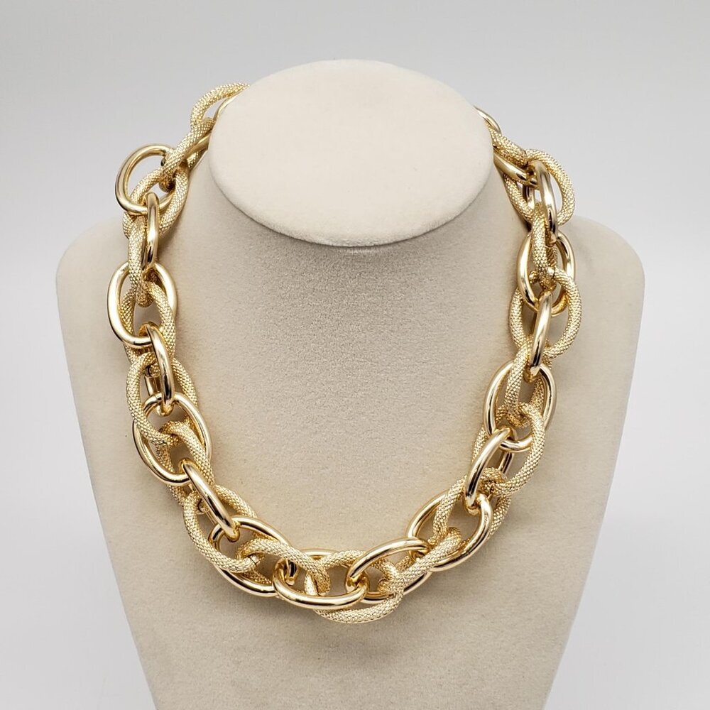 Authentic Louis Vuitton Gold Padlock w/ Unbranded Fashion Geometry Necklace - Picture 5 of 7